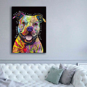 'Beware Of Pit Bulls' by Dean Russo, Giclee Canvas Wall Art,40x54