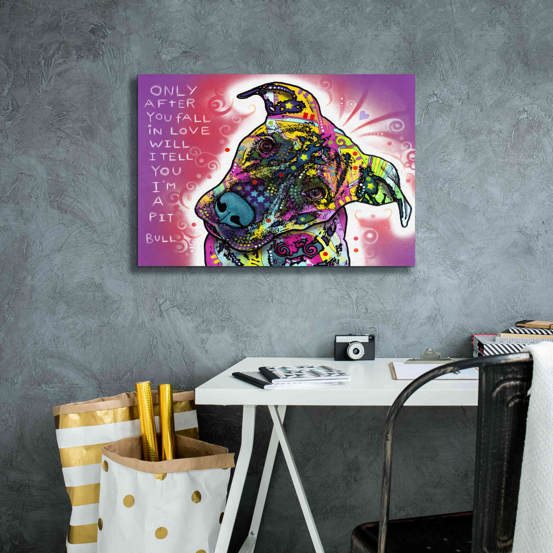 'I'M A Pit Bull' by Dean Russo, Giclee Canvas Wall Art,26x18