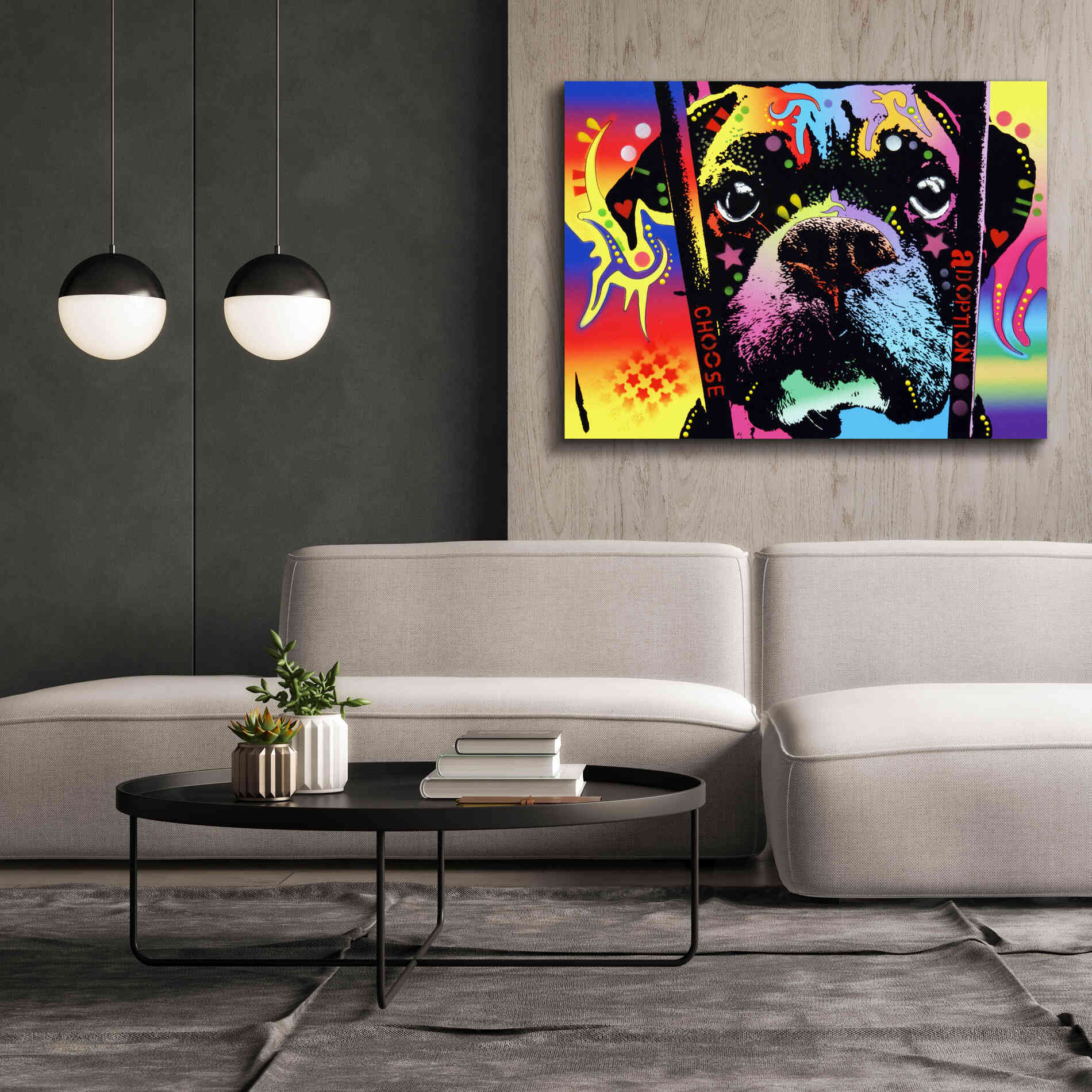 'Choose Adoption Boxer' by Dean Russo, Giclee Canvas Wall Art,54x40