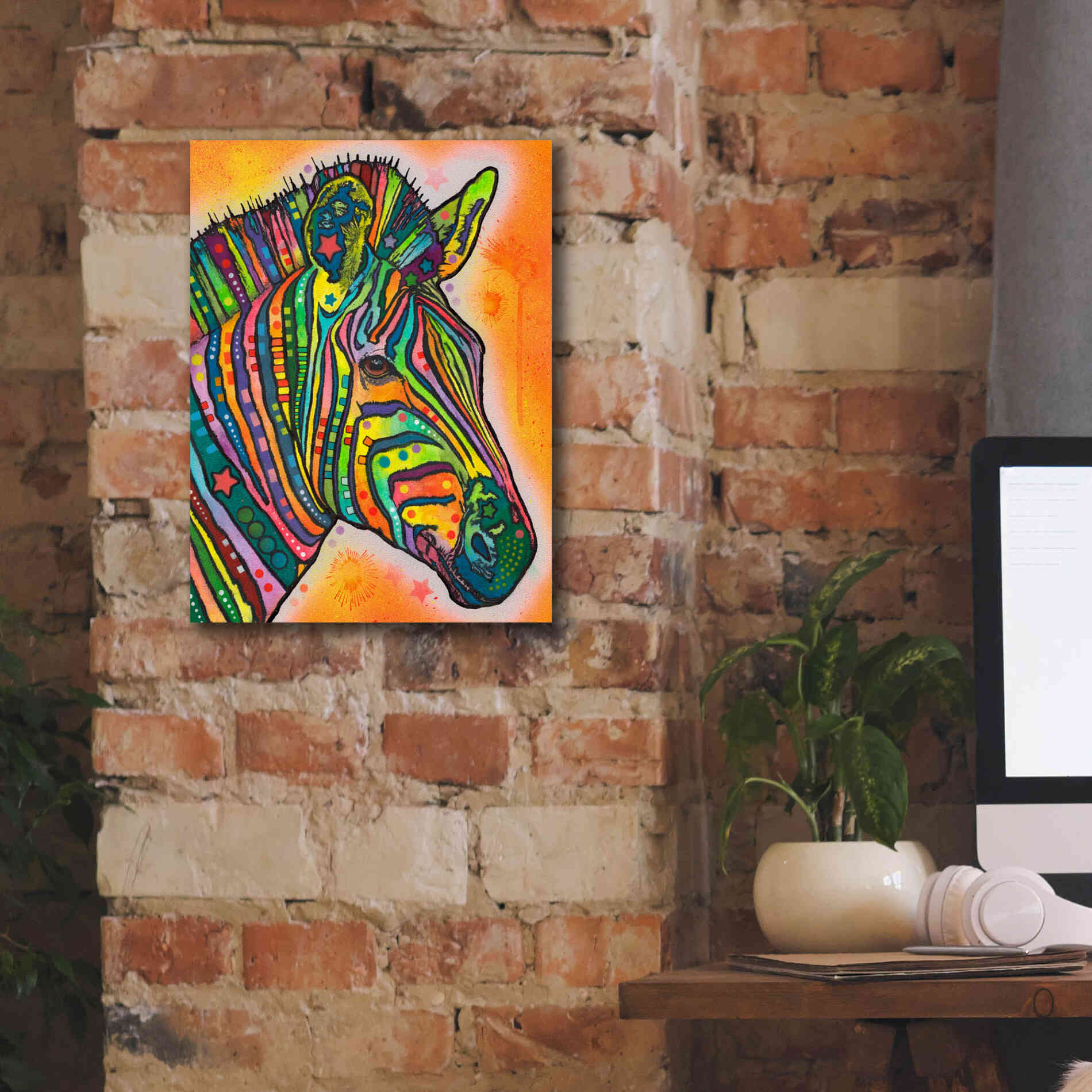 'Zebra' by Dean Russo, Giclee Canvas Wall Art,12x16