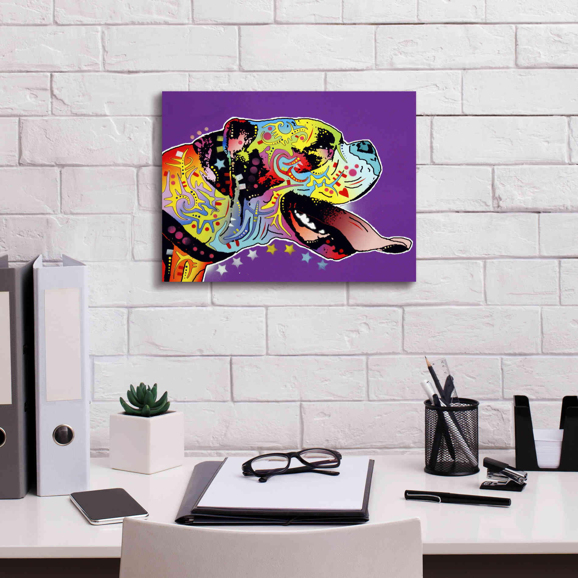 'Happy Boxer' by Dean Russo, Giclee Canvas Wall Art,16x12