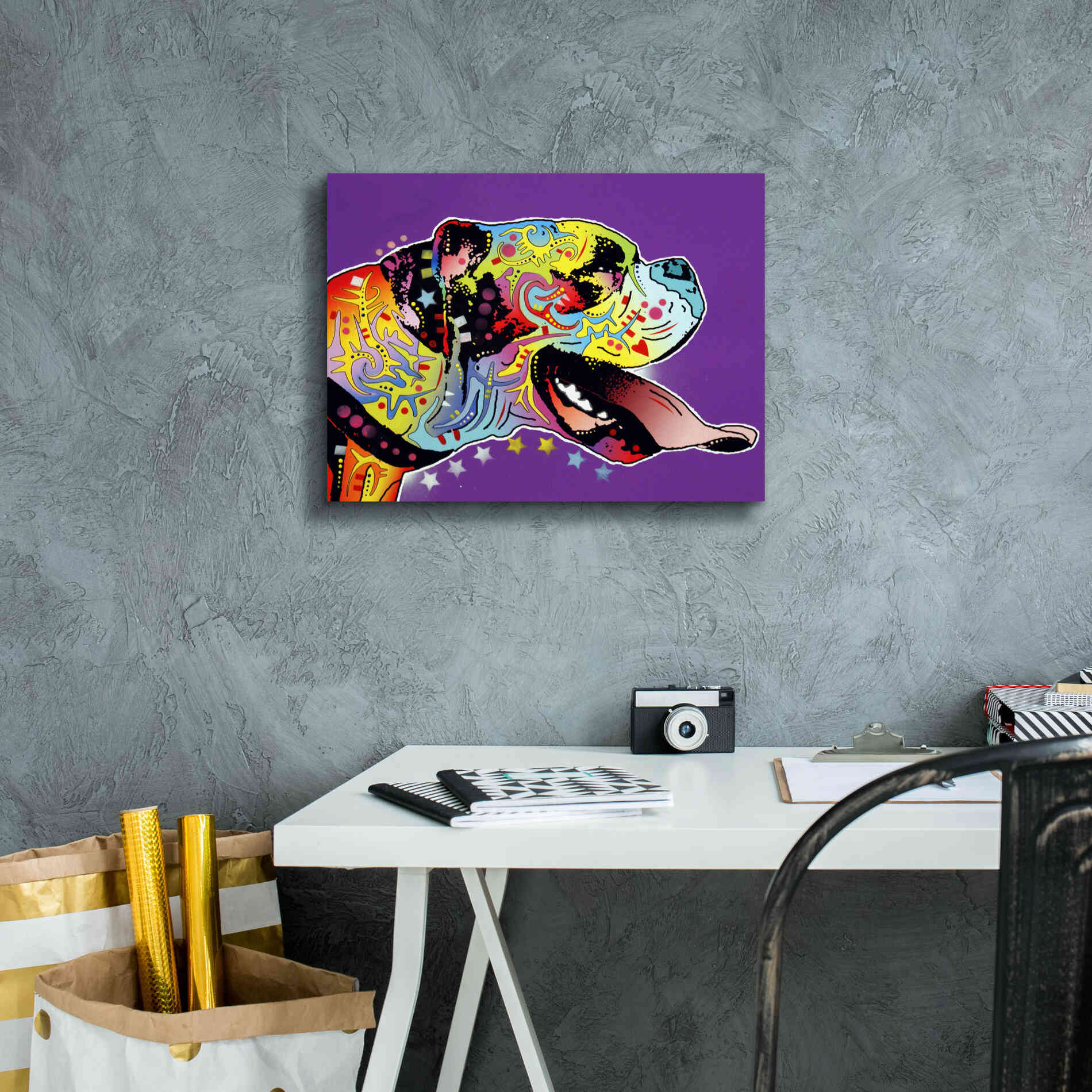 'Happy Boxer' by Dean Russo, Giclee Canvas Wall Art,16x12