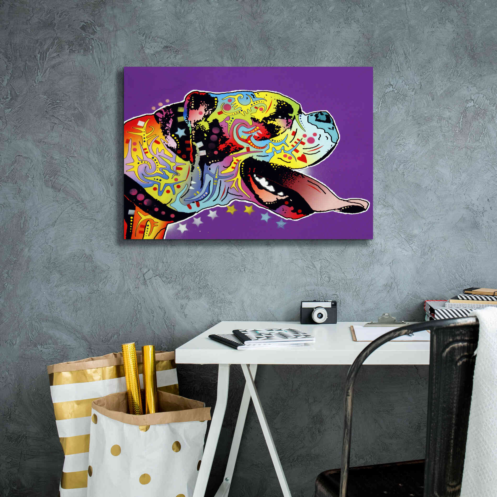 'Happy Boxer' by Dean Russo, Giclee Canvas Wall Art,26x18