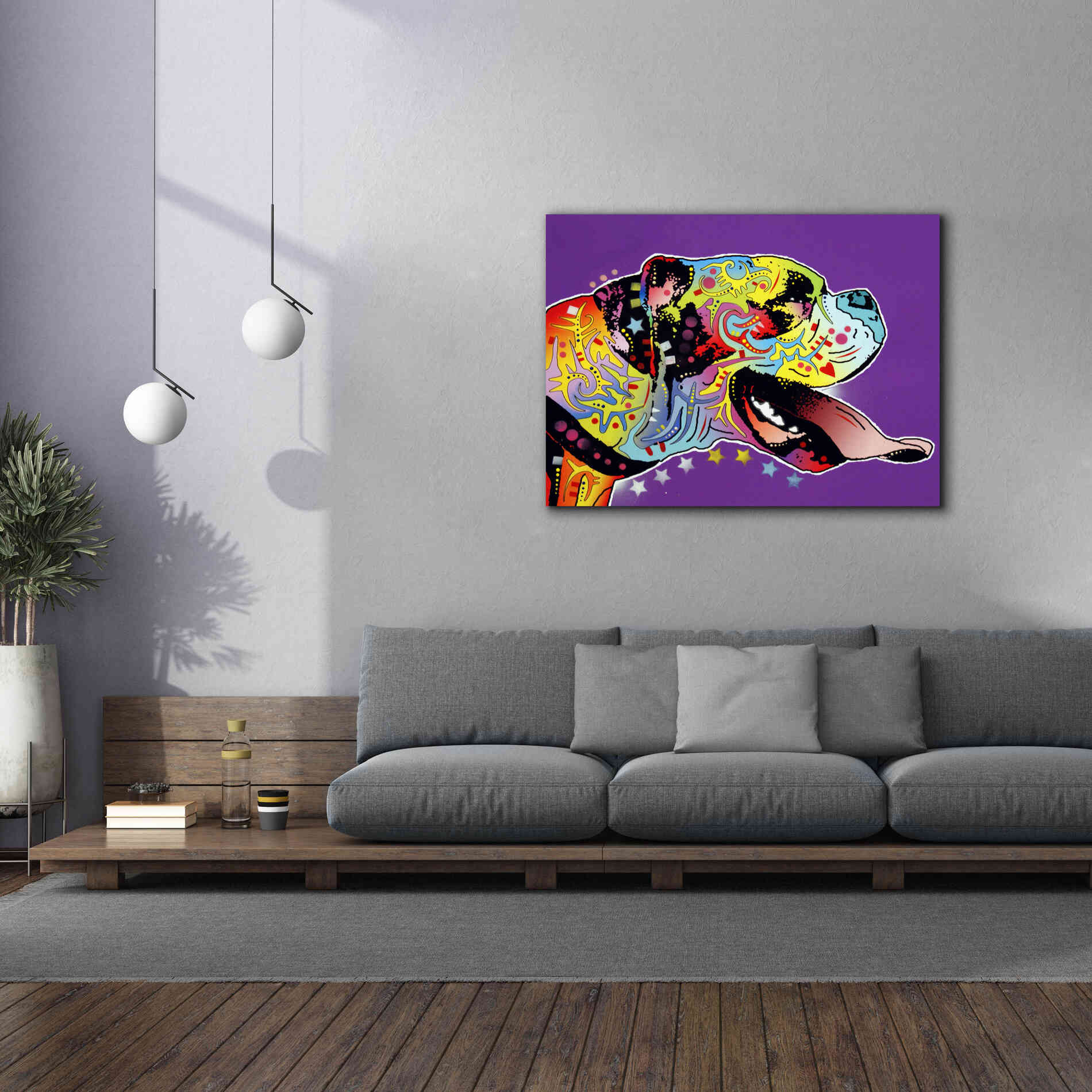 'Happy Boxer' by Dean Russo, Giclee Canvas Wall Art,54x40