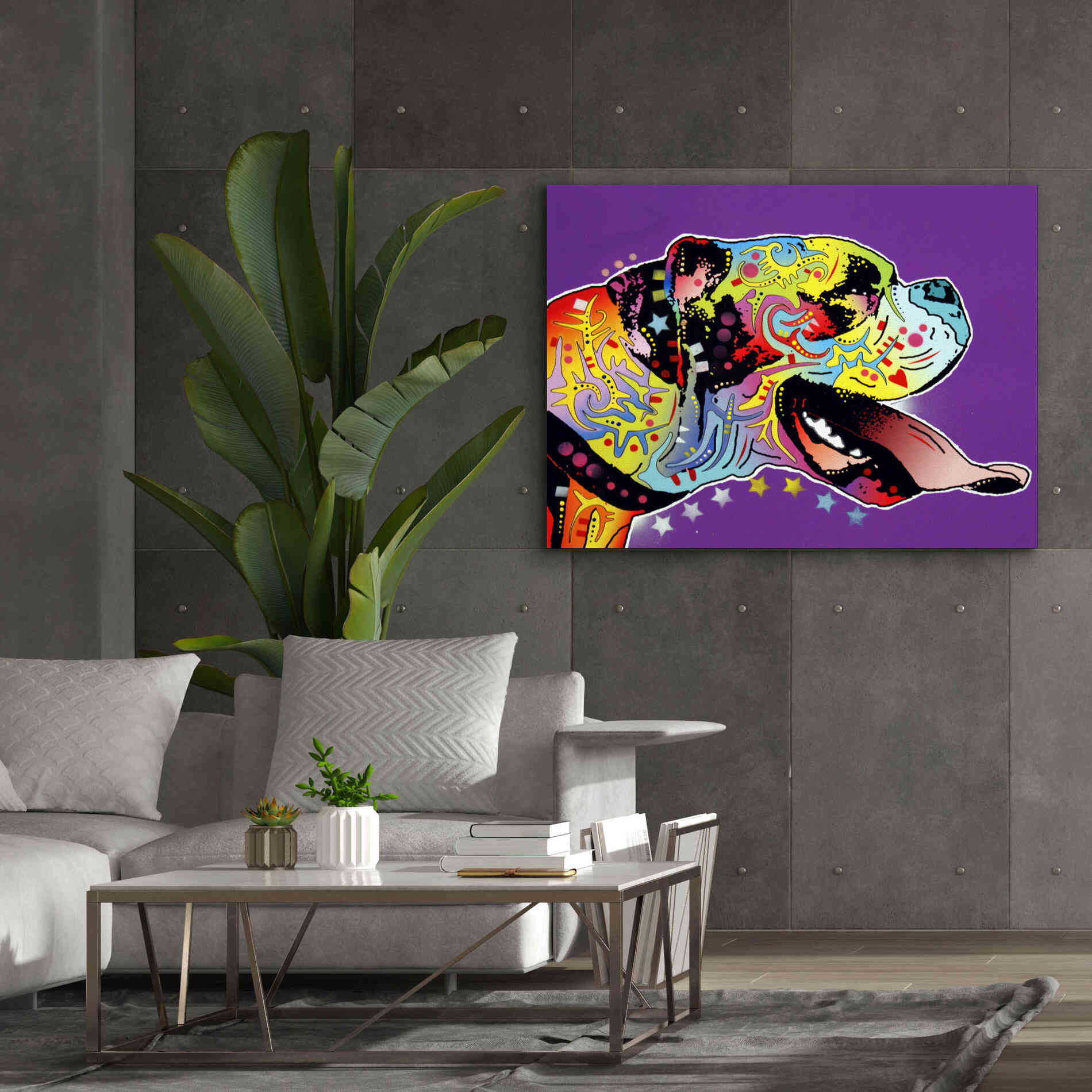 'Happy Boxer' by Dean Russo, Giclee Canvas Wall Art,54x40