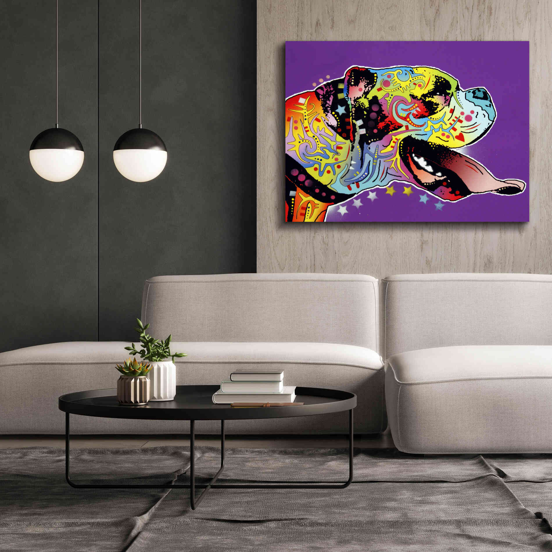 'Happy Boxer' by Dean Russo, Giclee Canvas Wall Art,54x40