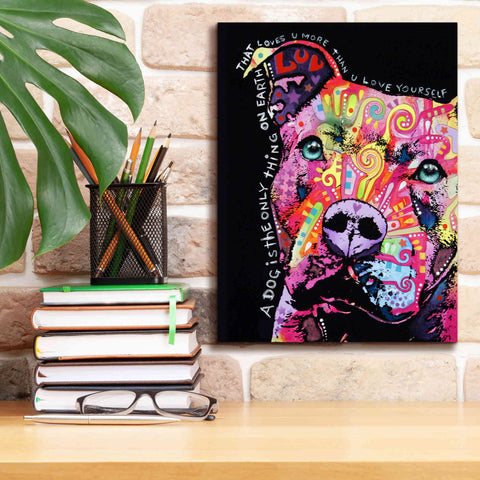 Image of 'Thoughtful Pit Bull' by Dean Russo, Giclee Canvas Wall Art,12x16