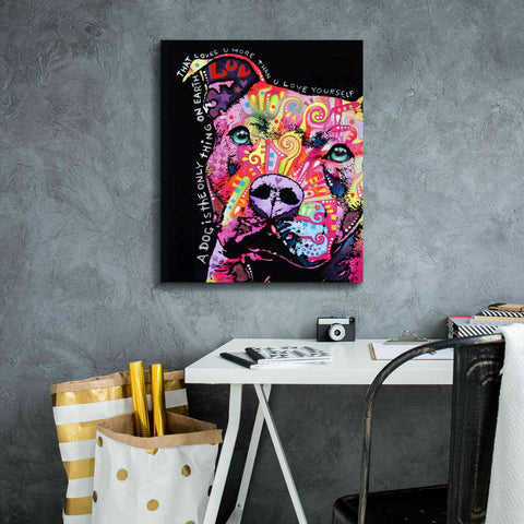 Image of 'Thoughtful Pit Bull' by Dean Russo, Giclee Canvas Wall Art,20x24