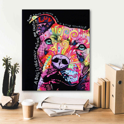 Image of 'Thoughtful Pit Bull' by Dean Russo, Giclee Canvas Wall Art,20x24