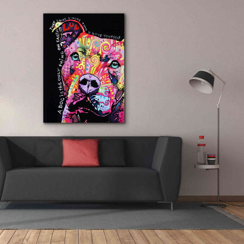 Image of 'Thoughtful Pit Bull' by Dean Russo, Giclee Canvas Wall Art,40x54