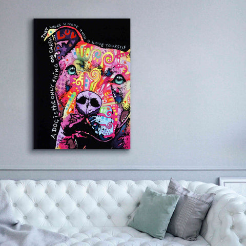 Image of 'Thoughtful Pit Bull' by Dean Russo, Giclee Canvas Wall Art,40x54