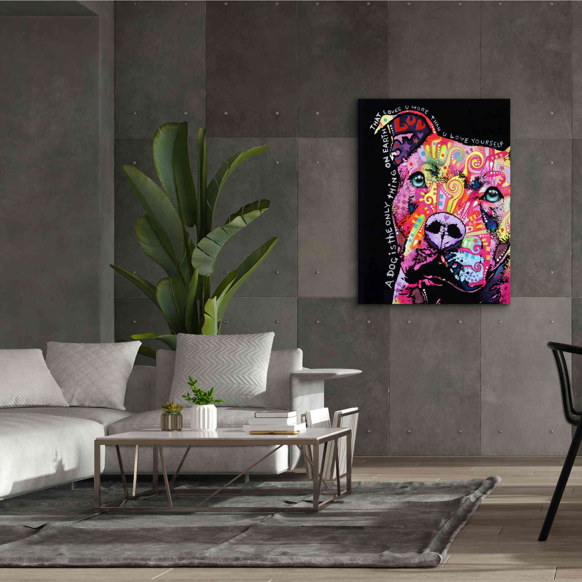 'Thoughtful Pit Bull' by Dean Russo, Giclee Canvas Wall Art,40x54