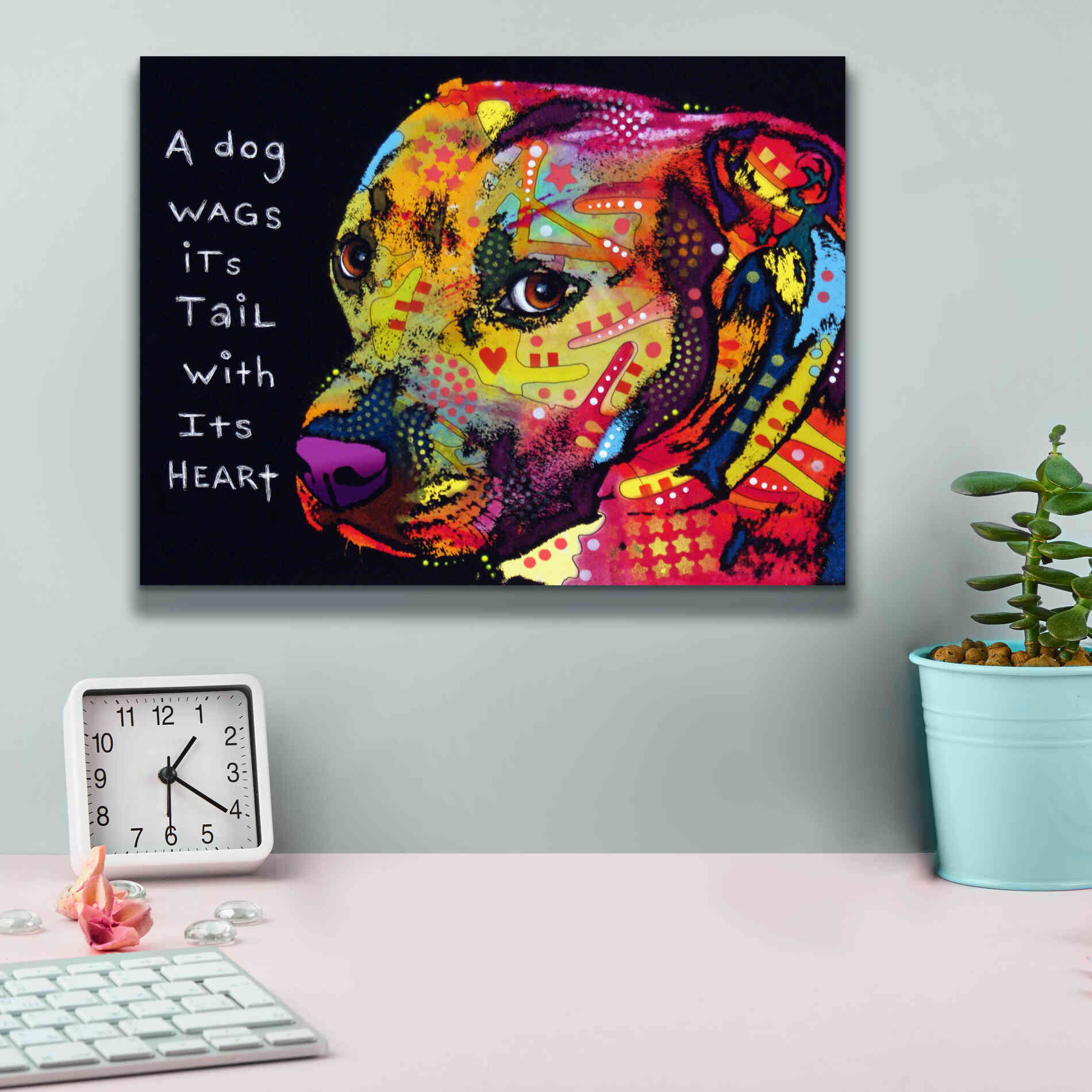 'Gratitude Pitbull' by Dean Russo, Giclee Canvas Wall Art,16x12