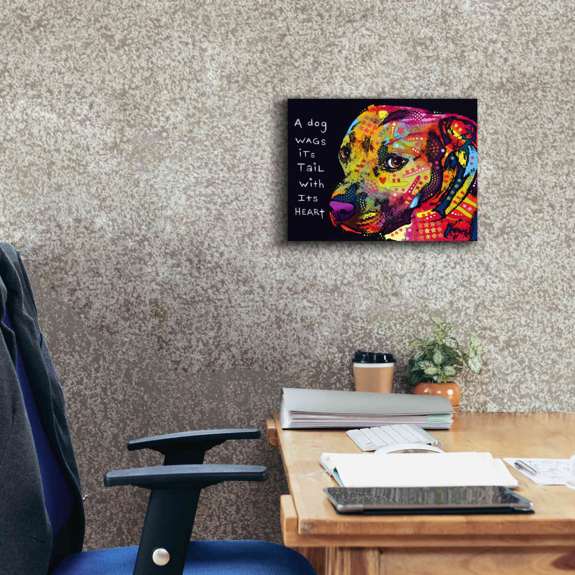 'Gratitude Pitbull' by Dean Russo, Giclee Canvas Wall Art,16x12