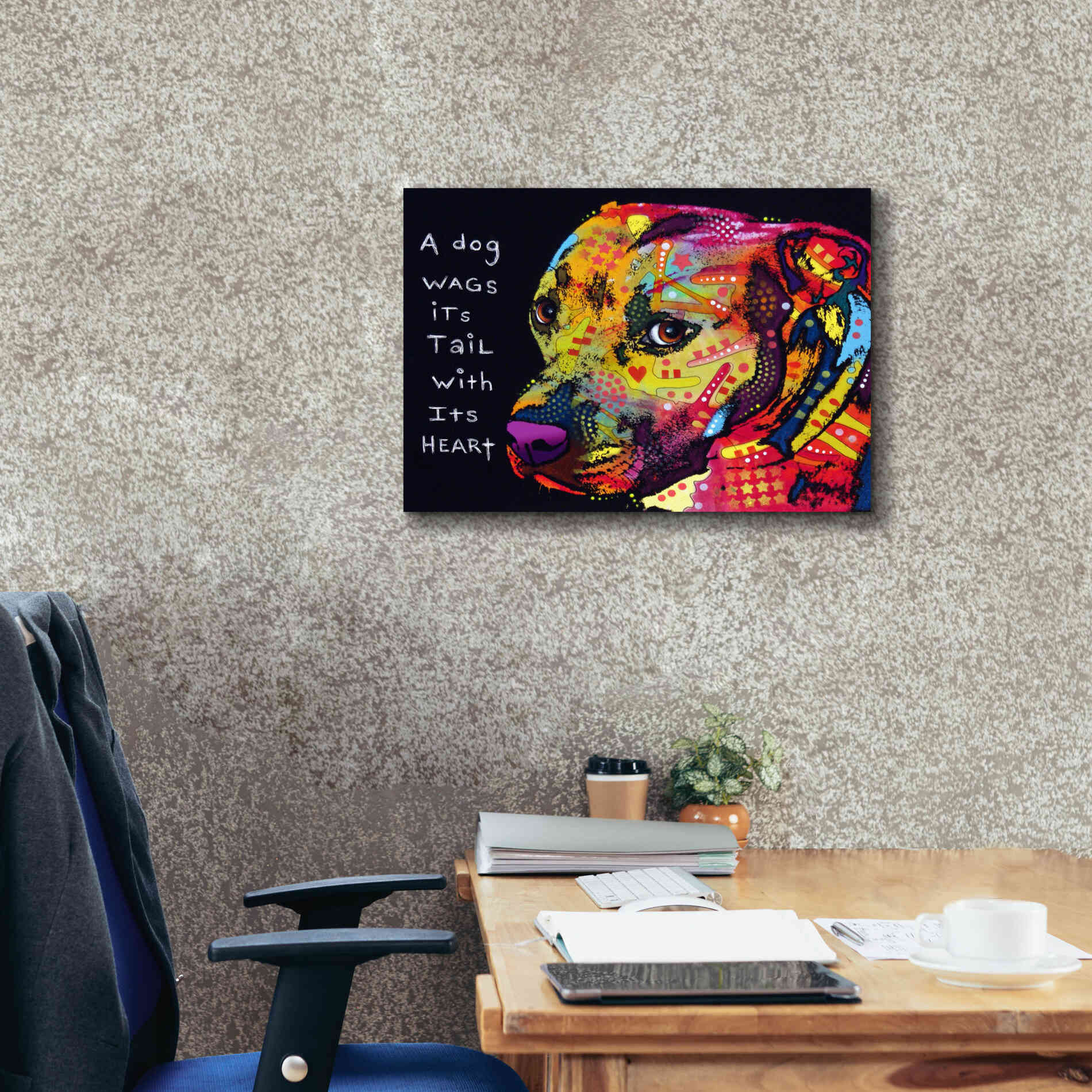 'Gratitude Pitbull' by Dean Russo, Giclee Canvas Wall Art,24x20