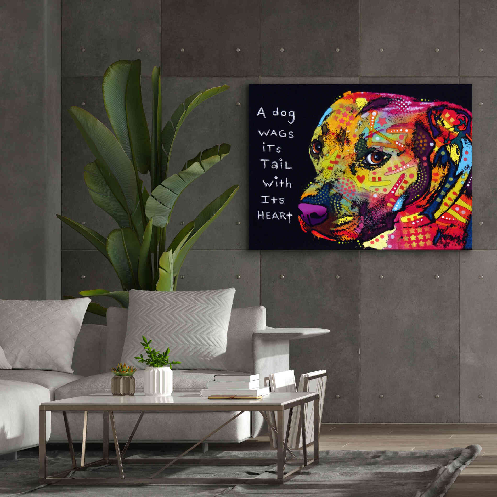 'Gratitude Pitbull' by Dean Russo, Giclee Canvas Wall Art,54x40