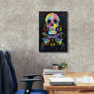 'Skull & Guns' by Dean Russo, Giclee Canvas Wall Art,18x26