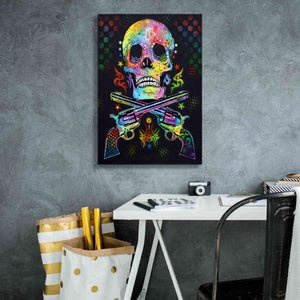 'Skull & Guns' by Dean Russo, Giclee Canvas Wall Art,18x26