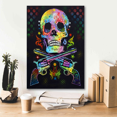 Image of 'Skull & Guns' by Dean Russo, Giclee Canvas Wall Art,18x26