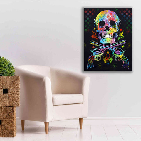 Image of 'Skull & Guns' by Dean Russo, Giclee Canvas Wall Art,26x34
