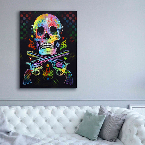 Image of 'Skull & Guns' by Dean Russo, Giclee Canvas Wall Art,40x54