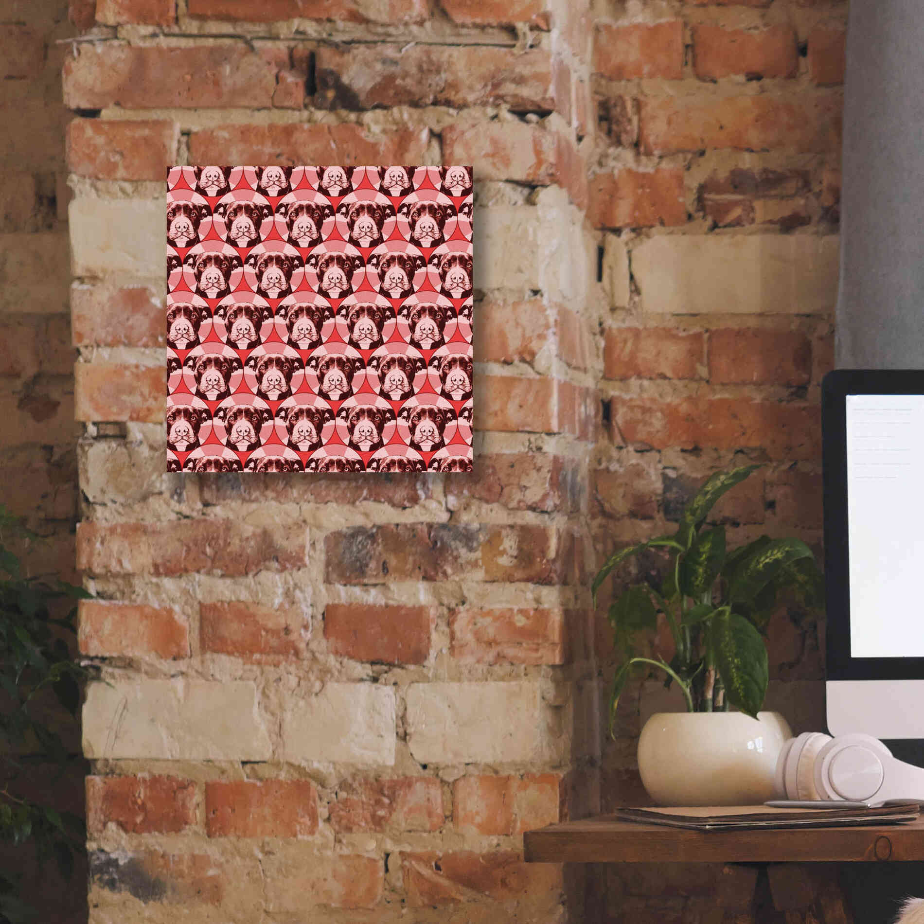 'Love A Bull Pattern 1' by Dean Russo, Giclee Canvas Wall Art,12x12