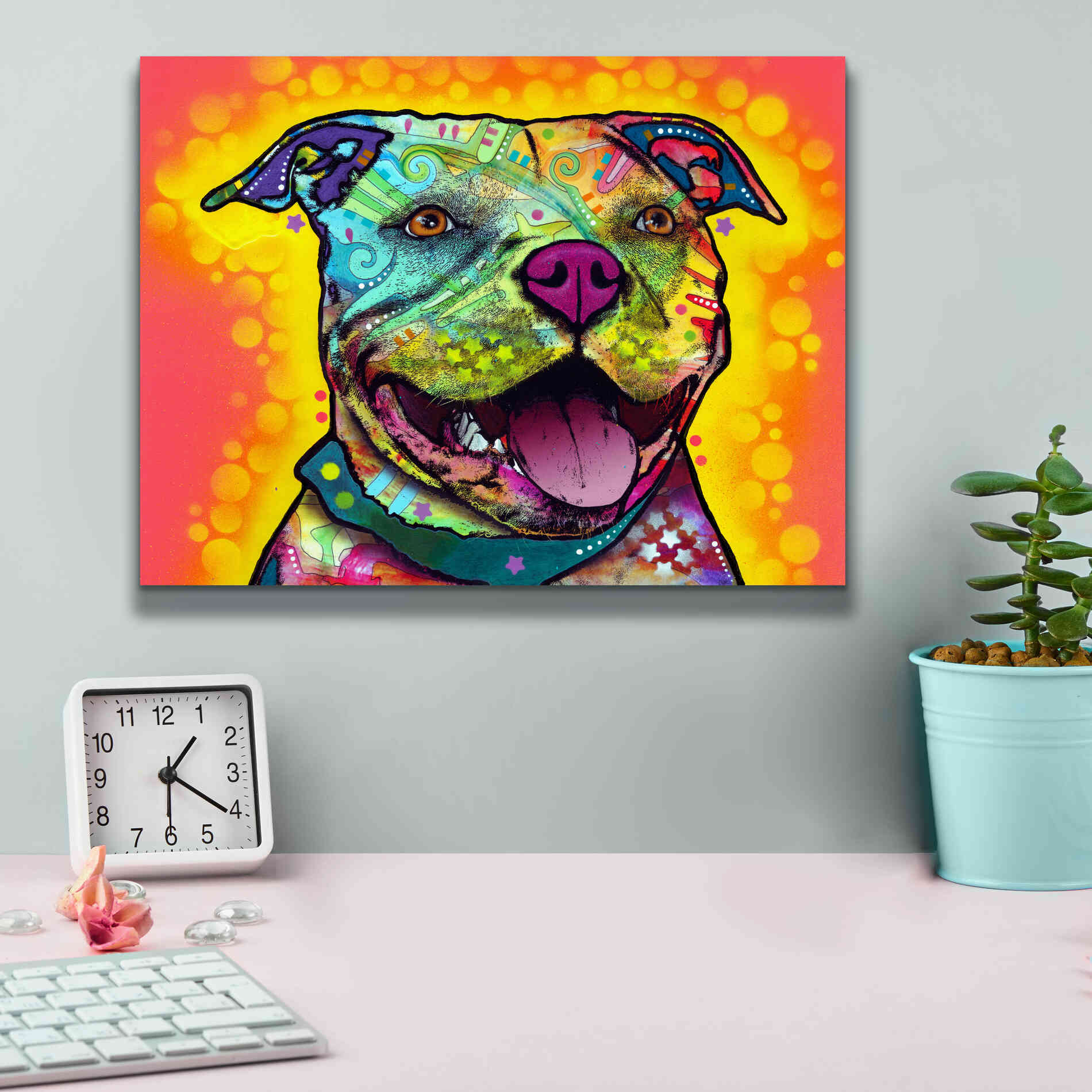 'Dewey Pit Bull' by Dean Russo, Giclee Canvas Wall Art,16x12