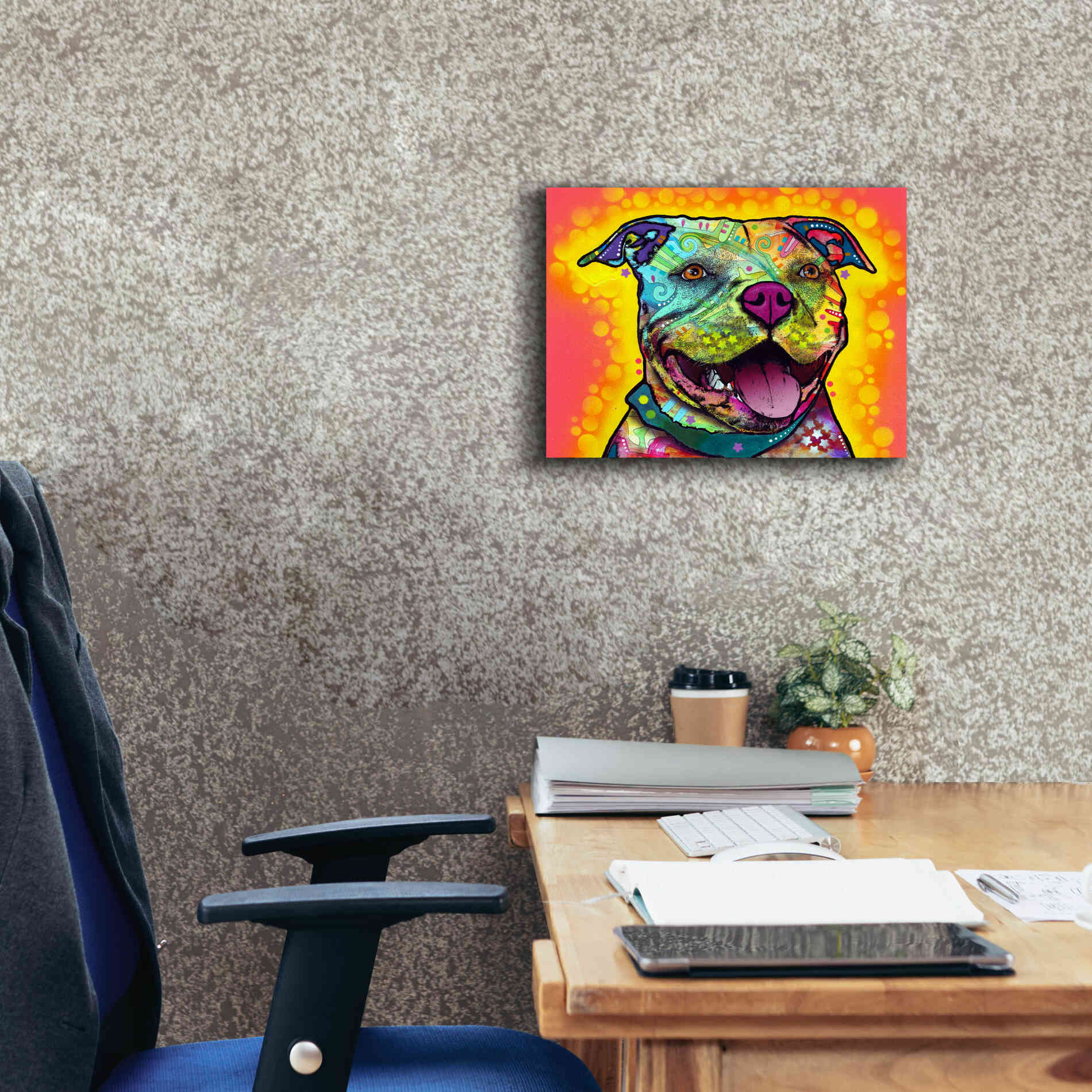 'Dewey Pit Bull' by Dean Russo, Giclee Canvas Wall Art,16x12