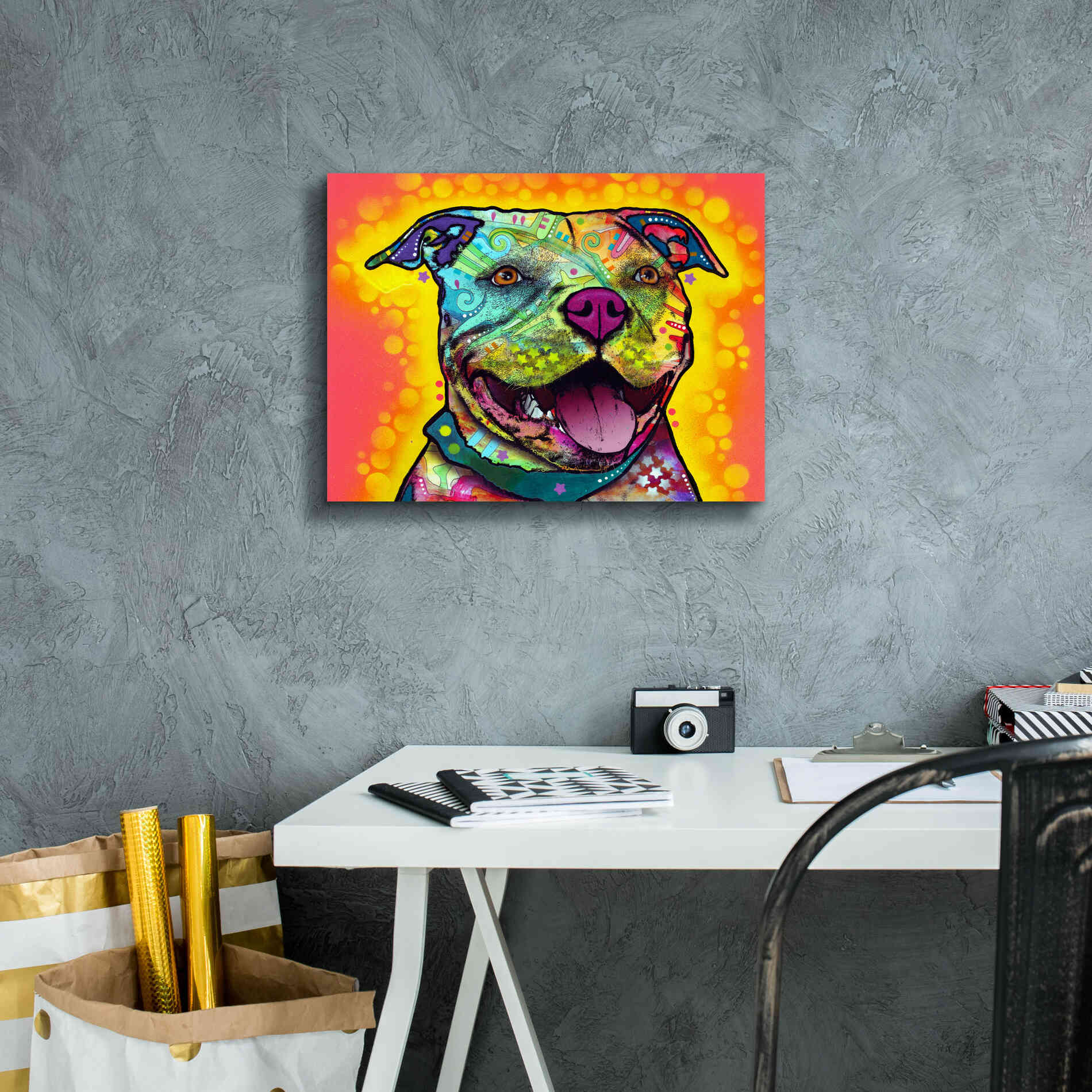 'Dewey Pit Bull' by Dean Russo, Giclee Canvas Wall Art,16x12