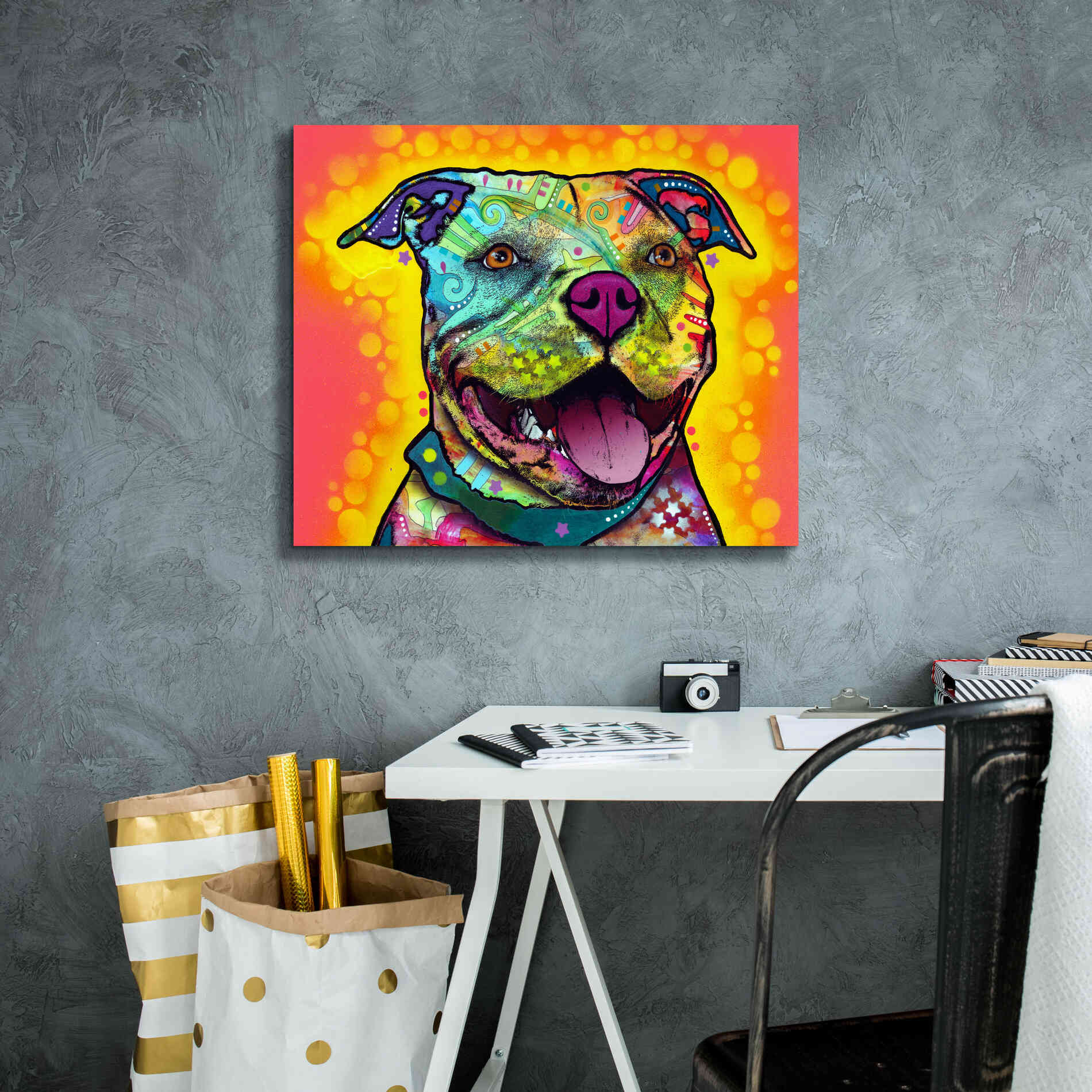 'Dewey Pit Bull' by Dean Russo, Giclee Canvas Wall Art,24x20