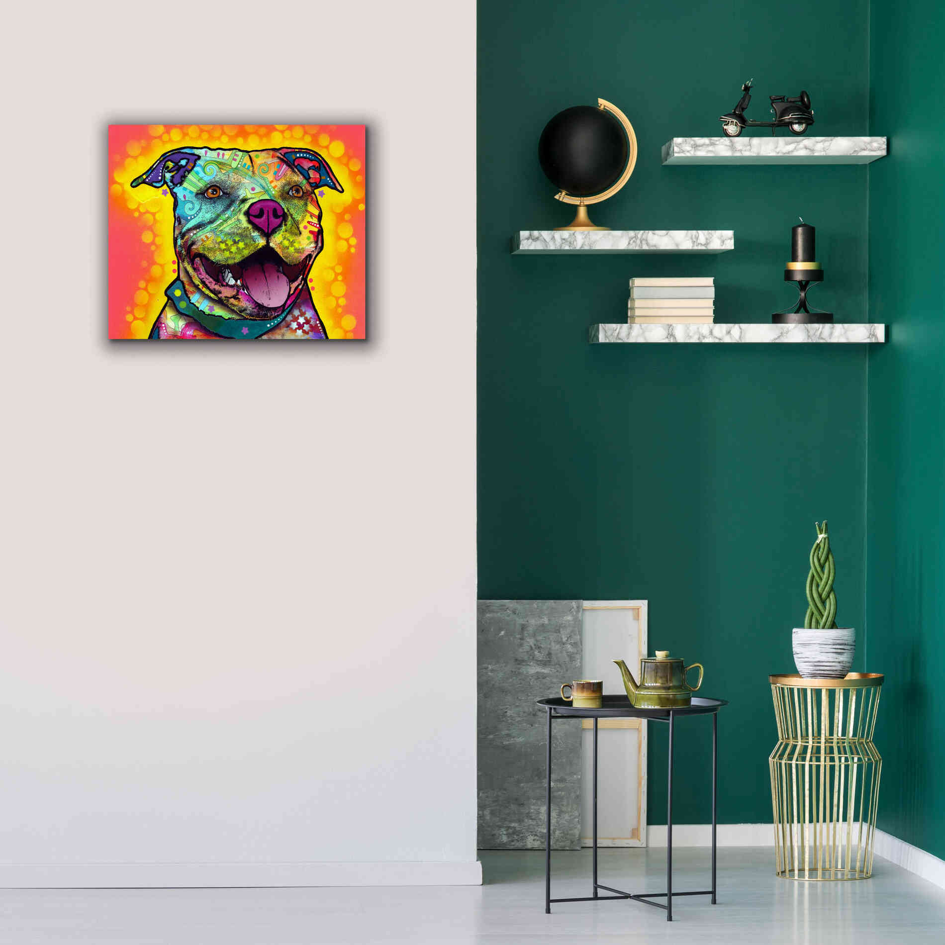 'Dewey Pit Bull' by Dean Russo, Giclee Canvas Wall Art,24x20