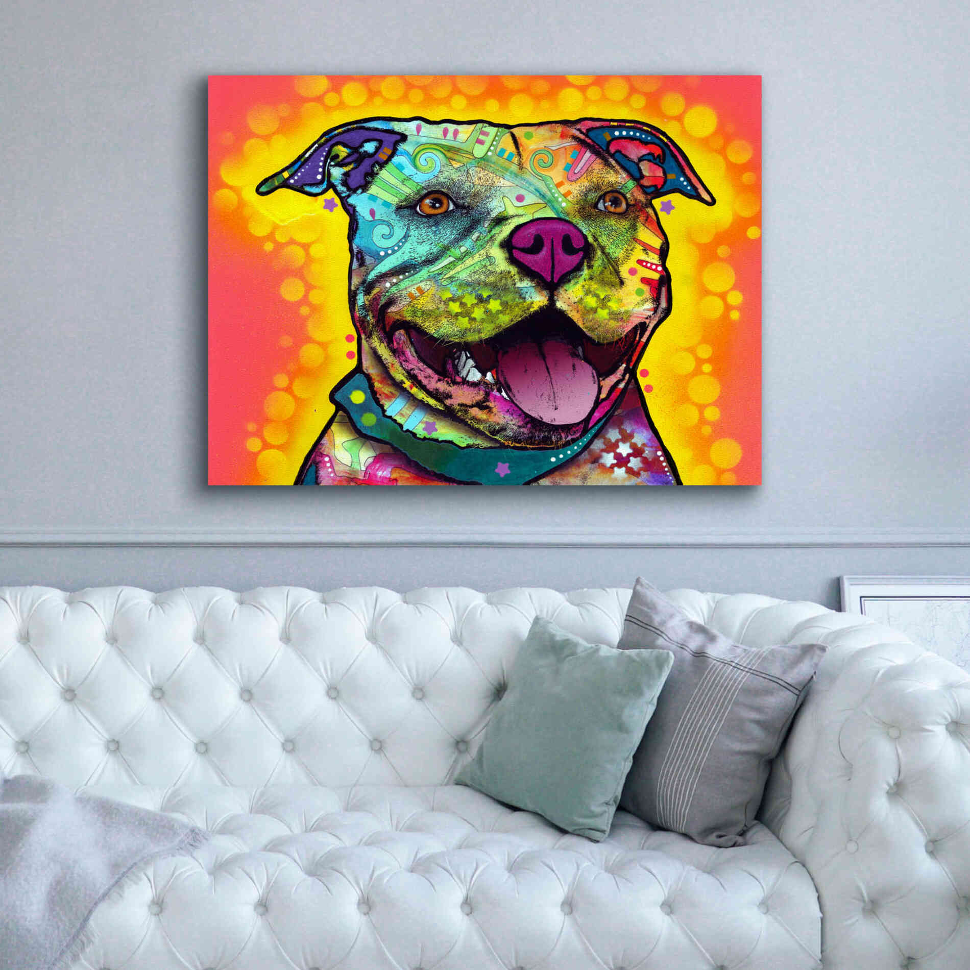 'Dewey Pit Bull' by Dean Russo, Giclee Canvas Wall Art,54x40