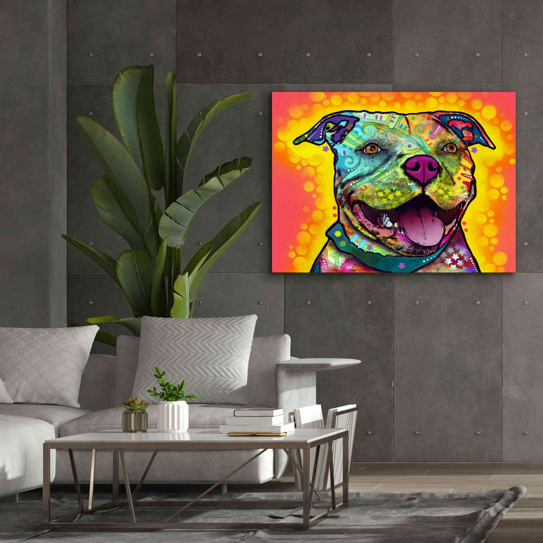 'Dewey Pit Bull' by Dean Russo, Giclee Canvas Wall Art,54x40