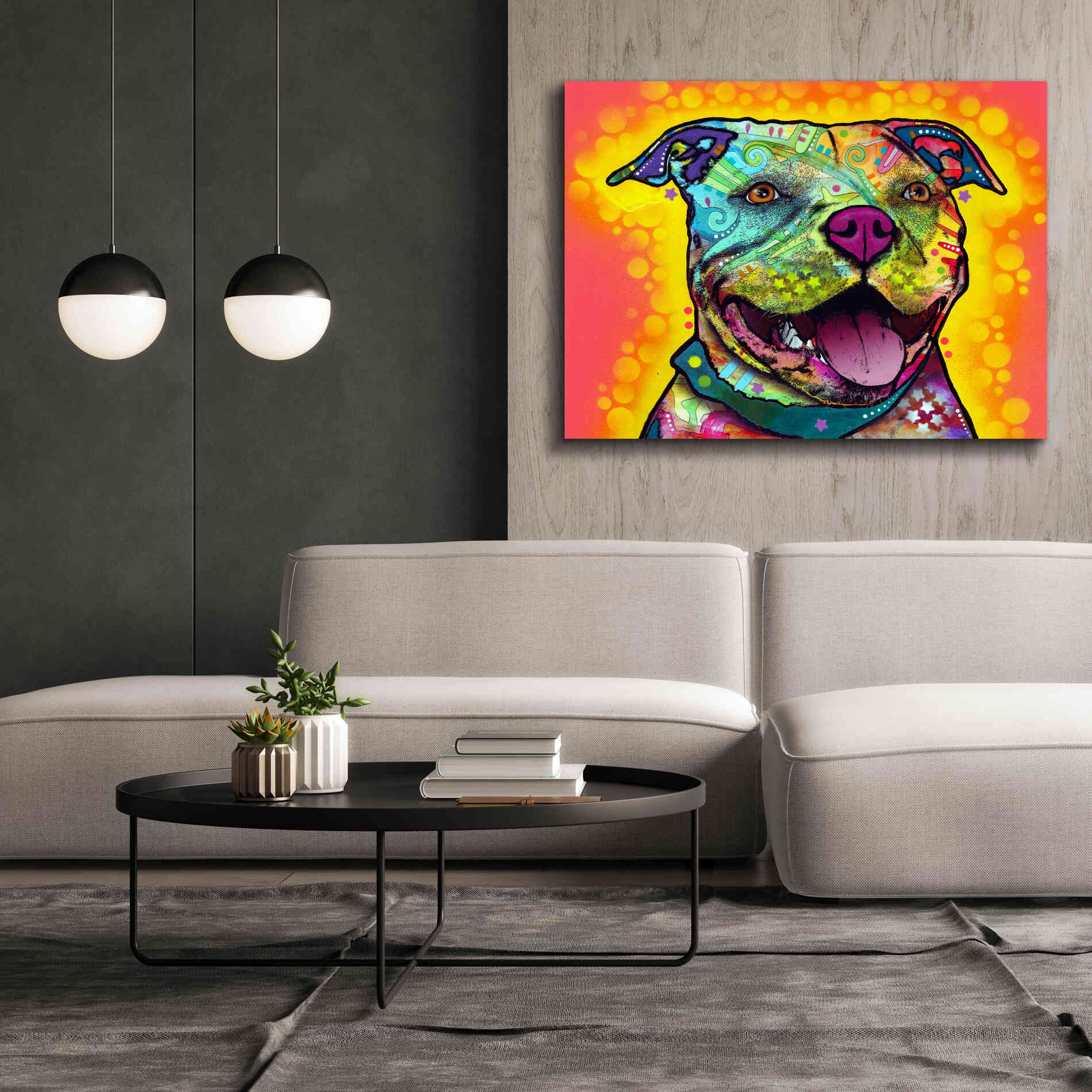 'Dewey Pit Bull' by Dean Russo, Giclee Canvas Wall Art,54x40