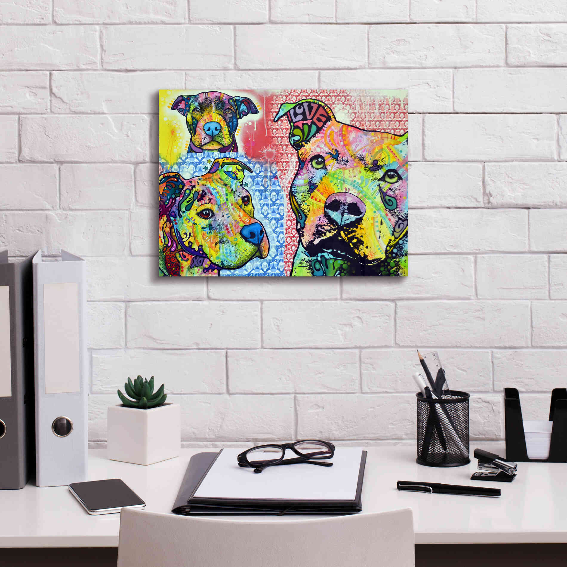 'Thoughtful Pit Bull This Years Love 2013 Part 3' by Dean Russo, Giclee Canvas Wall Art,16x12