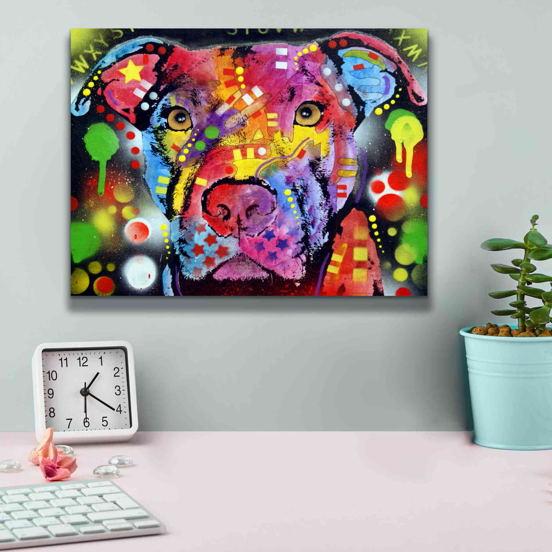 'The Brooklyn Pit Bull' by Dean Russo, Giclee Canvas Wall Art,16x12