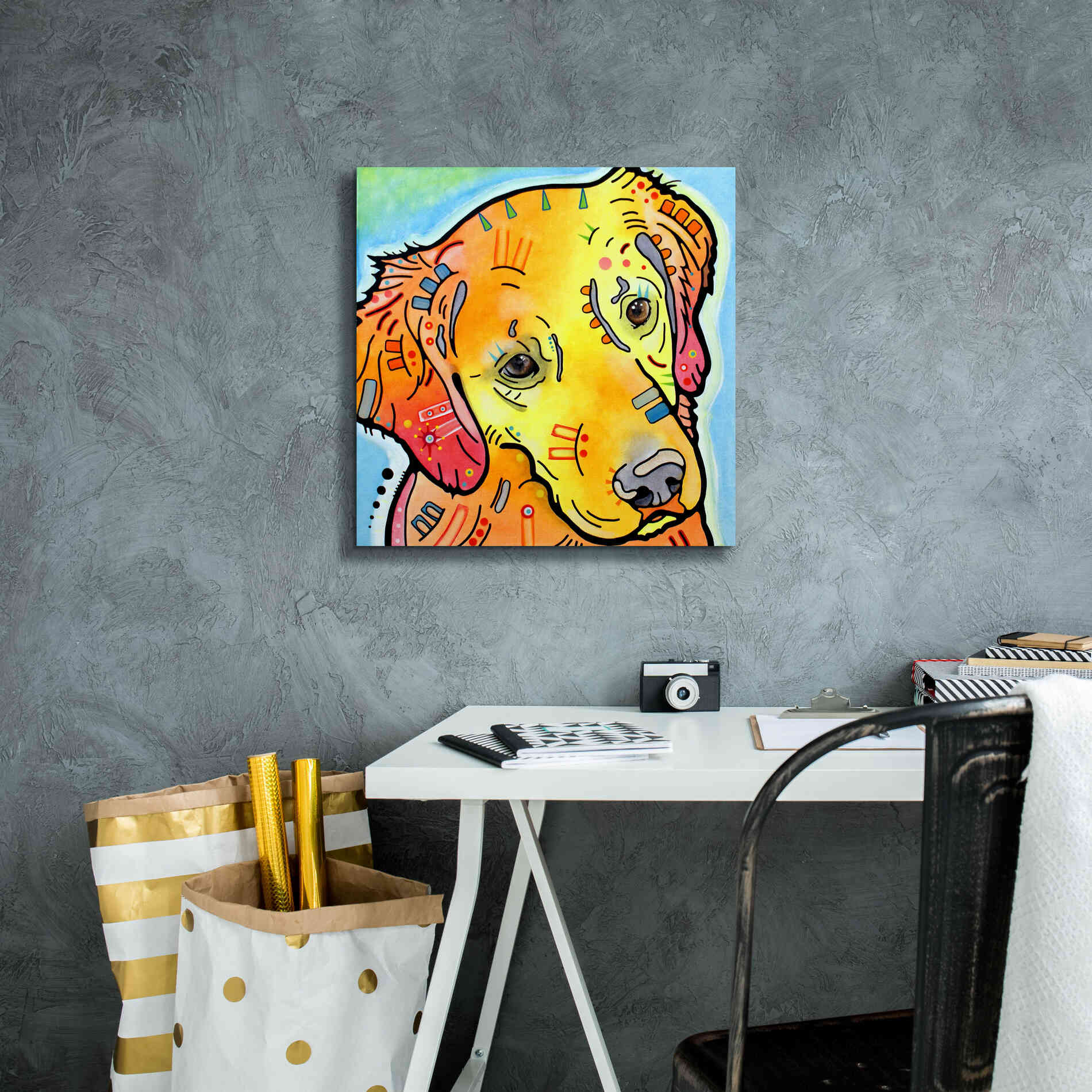 'The Golden(Ish) Retriever' by Dean Russo, Giclee Canvas Wall Art,18x18