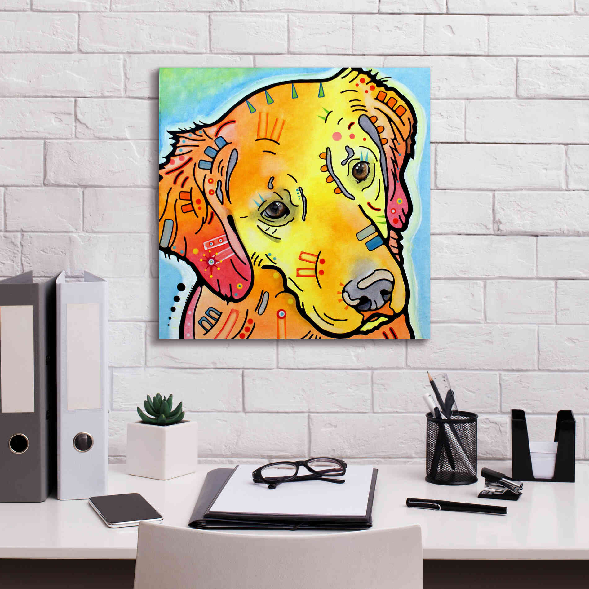 'The Golden(Ish) Retriever' by Dean Russo, Giclee Canvas Wall Art,18x18