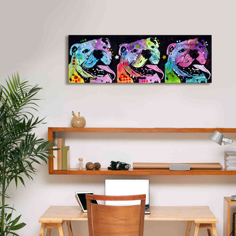 Image of '3 Bulldogs' by Dean Russo, Giclee Canvas Wall Art,36x12