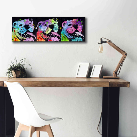 Image of '3 Bulldogs' by Dean Russo, Giclee Canvas Wall Art,36x12