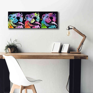 '3 Bulldogs' by Dean Russo, Giclee Canvas Wall Art,36x12