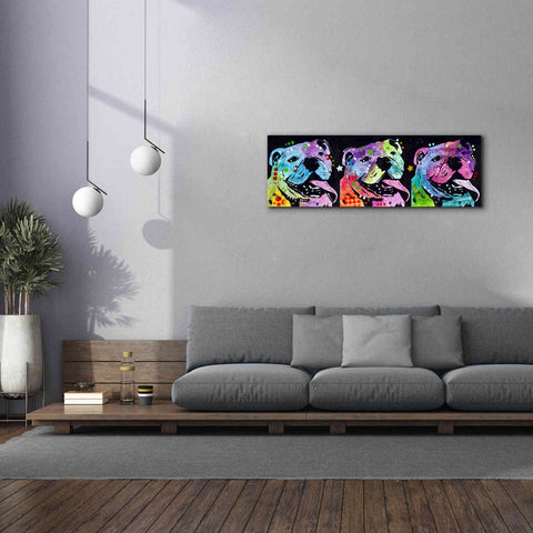 Image of '3 Bulldogs' by Dean Russo, Giclee Canvas Wall Art,60x20