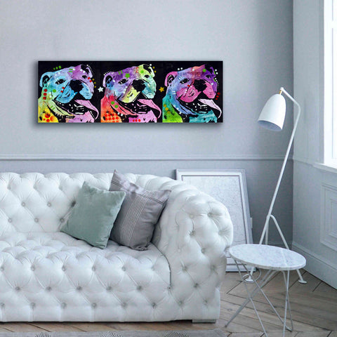 Image of '3 Bulldogs' by Dean Russo, Giclee Canvas Wall Art,60x20