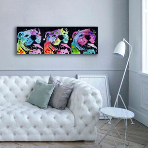 '3 Bulldogs' by Dean Russo, Giclee Canvas Wall Art,60x20