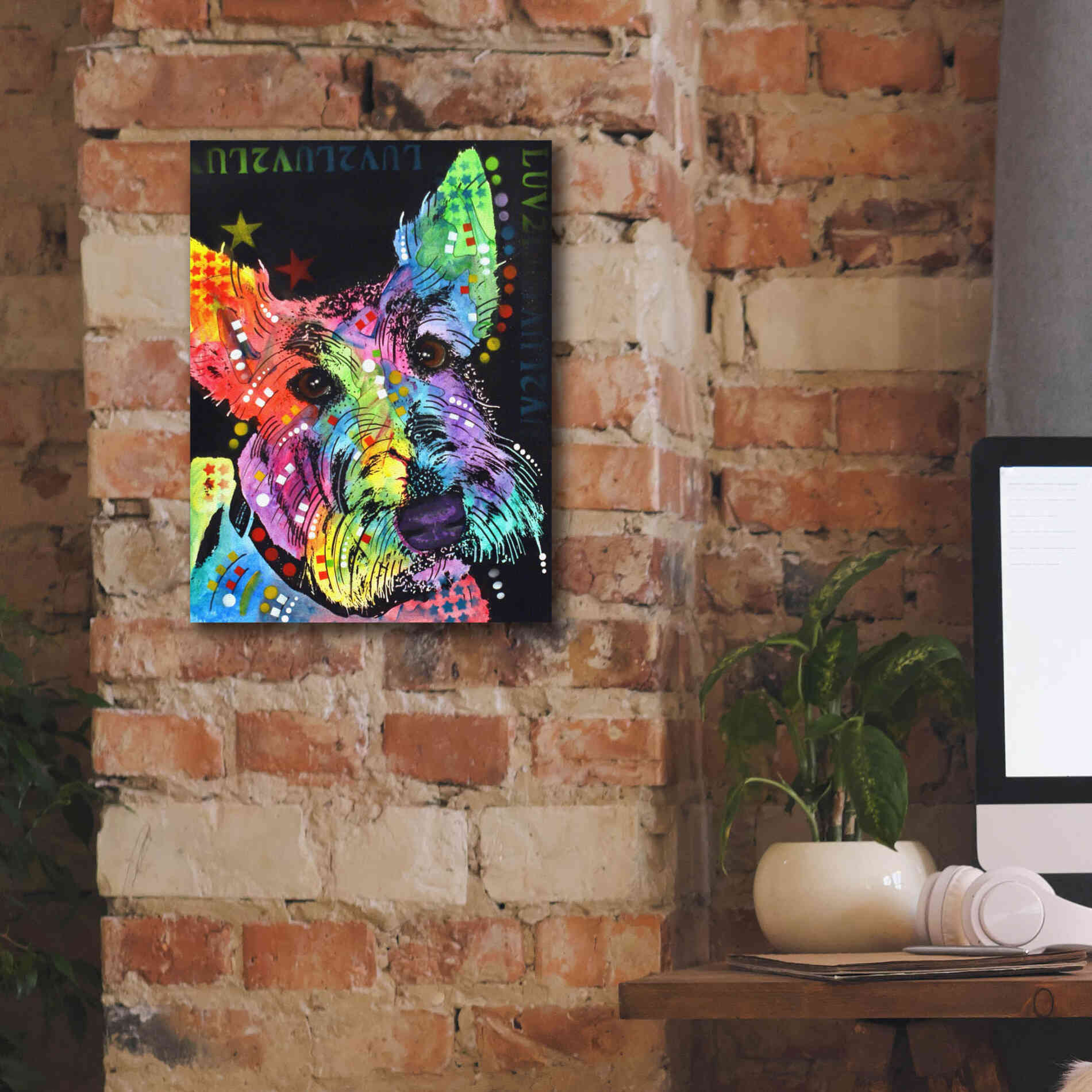 'Scottish Terrier' by Dean Russo, Giclee Canvas Wall Art,12x16