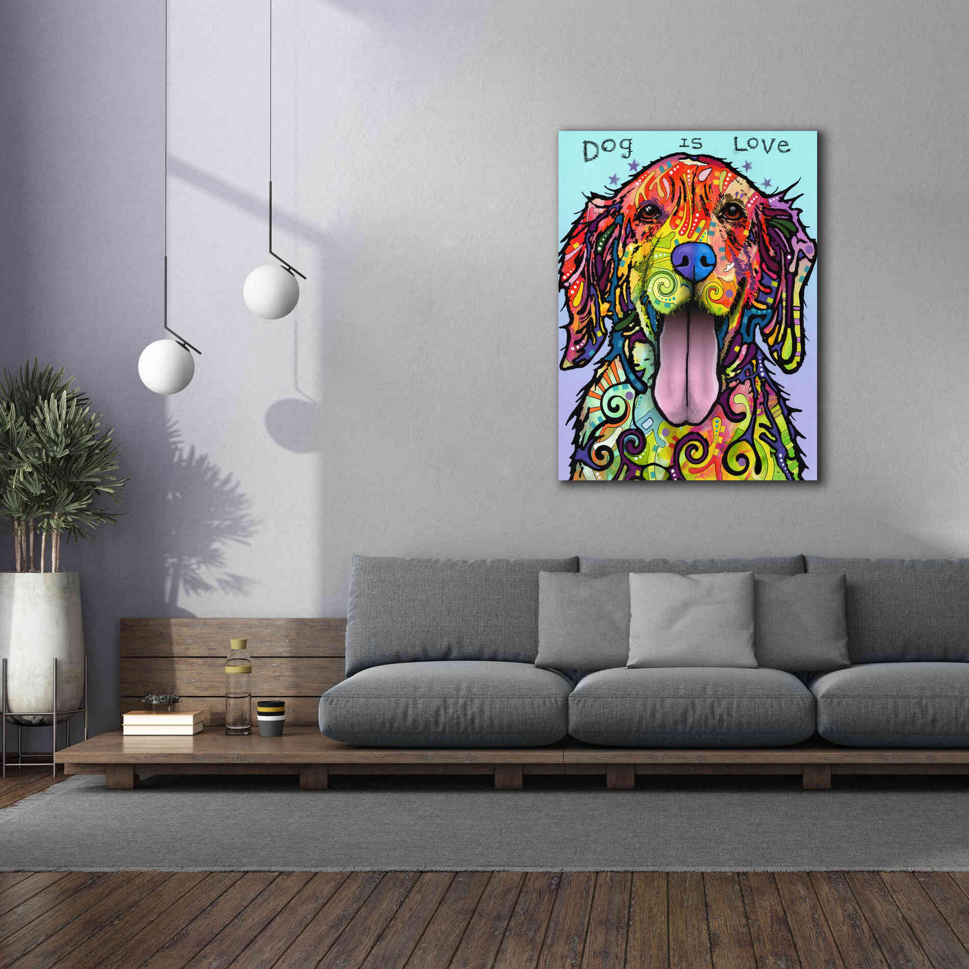 'Dog Is Love' by Dean Russo, Giclee Canvas Wall Art,40x54