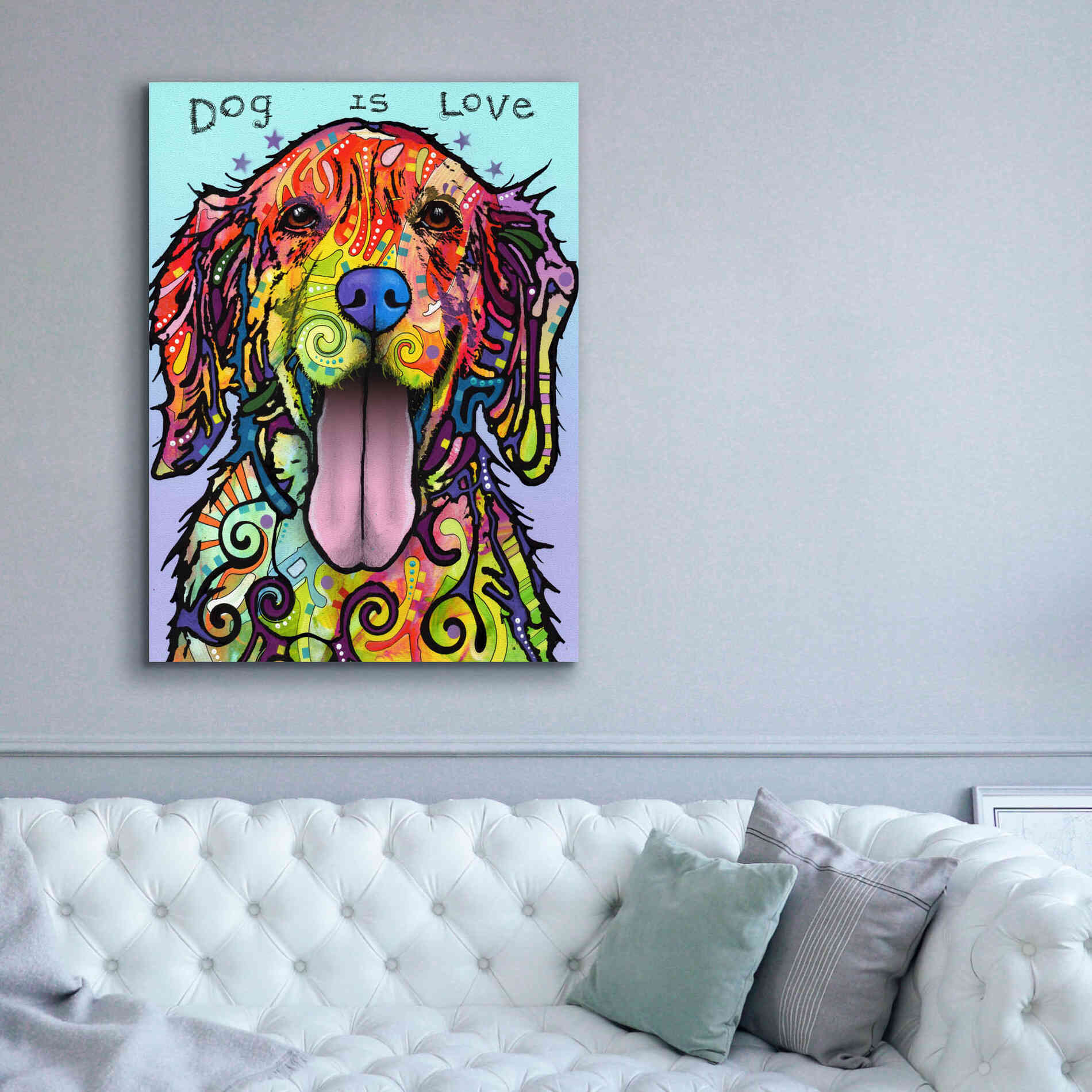 'Dog Is Love' by Dean Russo, Giclee Canvas Wall Art,40x54