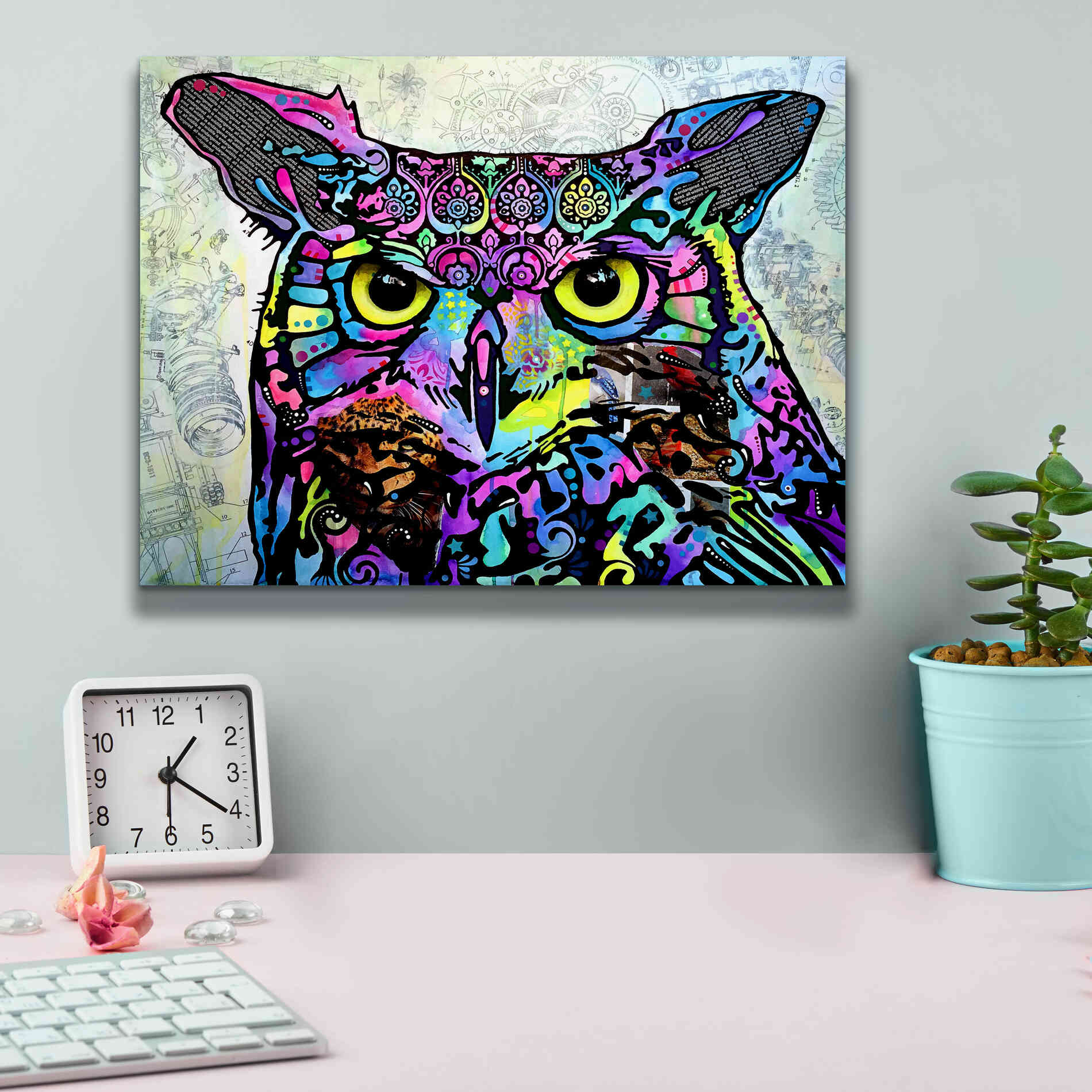 'The Owl' by Dean Russo, Giclee Canvas Wall Art,16x12