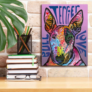 'Bull Terrier Luv' by Dean Russo, Giclee Canvas Wall Art,12x16