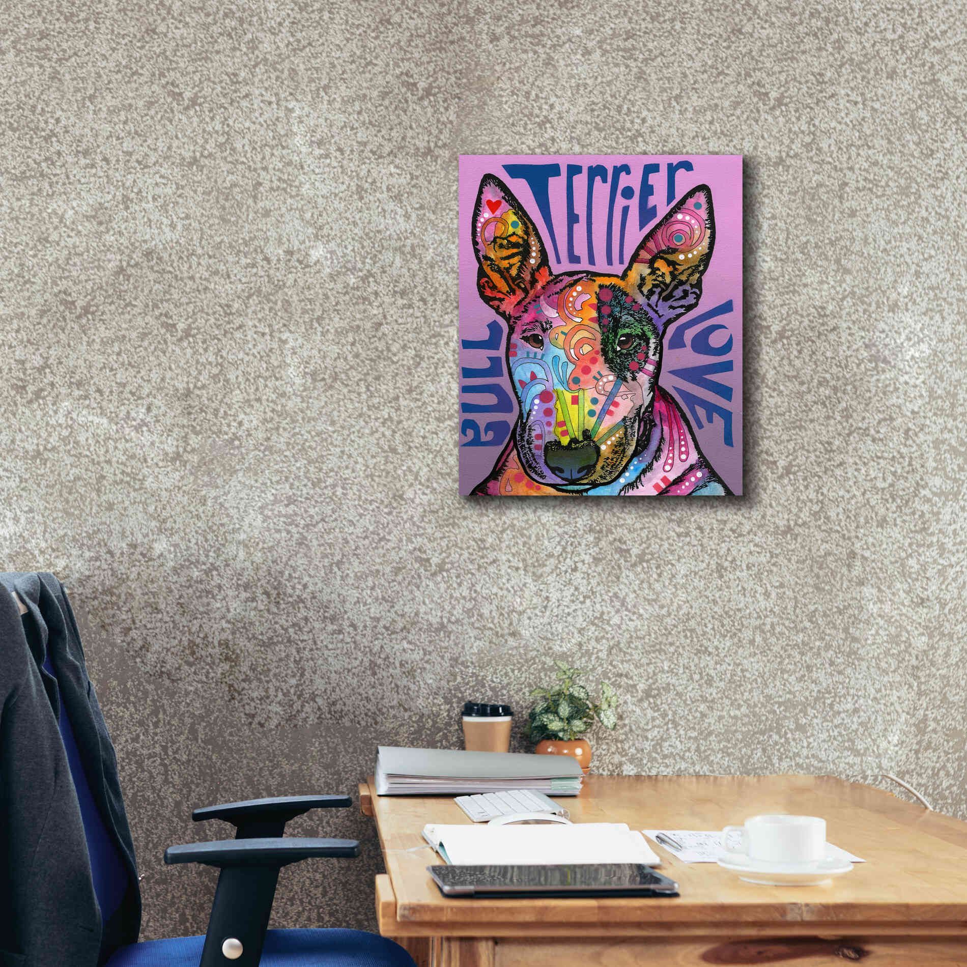 'Bull Terrier Luv' by Dean Russo, Giclee Canvas Wall Art,20x24